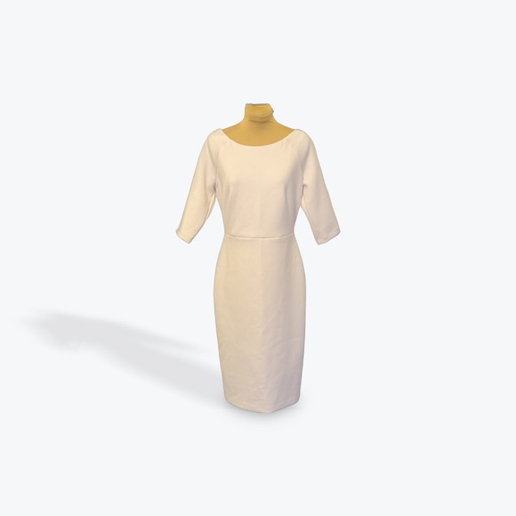 Calvin Klein Dresses & Skirts - Calvin Klein Sheath Dress Elbow Sleeve Zipper Back Beige‎ Size 6